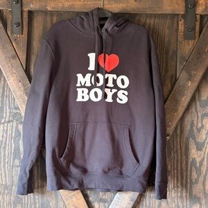 I ❤️ Moto Boys Black Graphic Hoodie - Medium